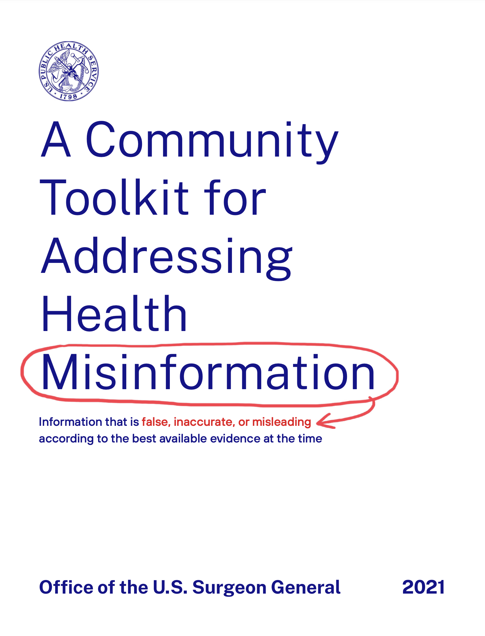 Cover image of the U.S. Surgeon General Misinformation Toolkit